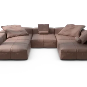 vetsak | Sofa Set 06 - Leather - Stone | Modular Sofa | 6.5 Seater | Big Sofa | U-Shape | Corner Sofa