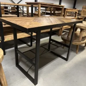 Bartisch Fischgrätmuster Tischplatte, Bartisch Industriedesign, Breite 180 cm