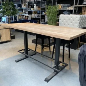 Bartisch Eiche massiv, Bartisch Metallgestell schwarz, Länge 280 cm