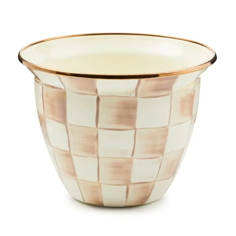 MacKenzie - Childs Mocha Check Enamel Flower Pot - Large - |VESIMI Design|
