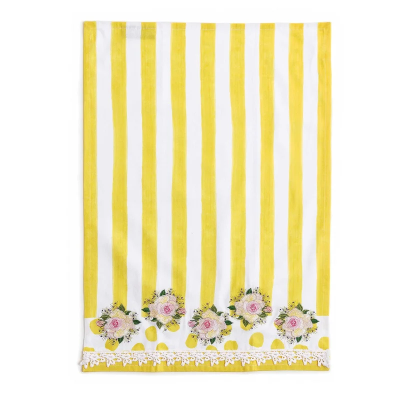 Mackenzie-Childs Wildflowers Dish Towel - Yellow - |VESIMI Design|