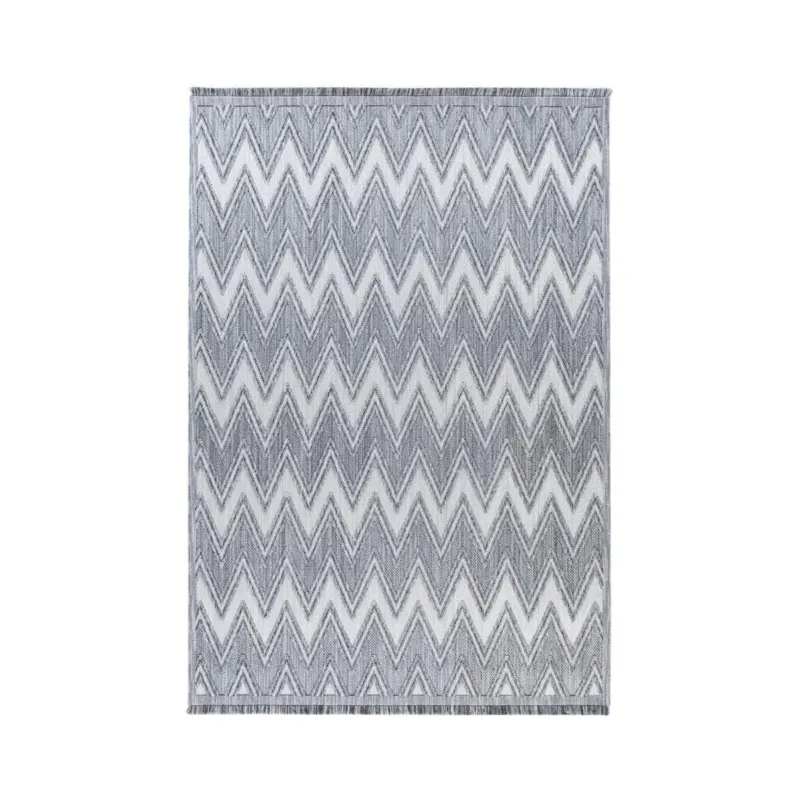 Teppich – Polyester Flor, Grau-Weiße Farbgebung, Grafisches Muster, 120 x 170 cm - Sarai 225 | Kayoom
