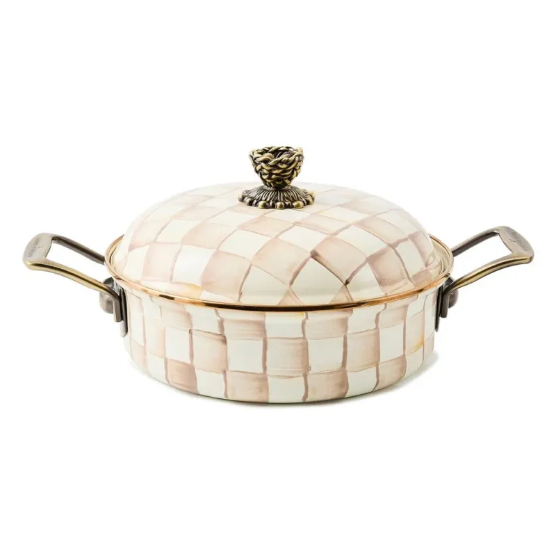 Mocha Check Cookware 3 Qt. Casserole by MacKenzie-Childs