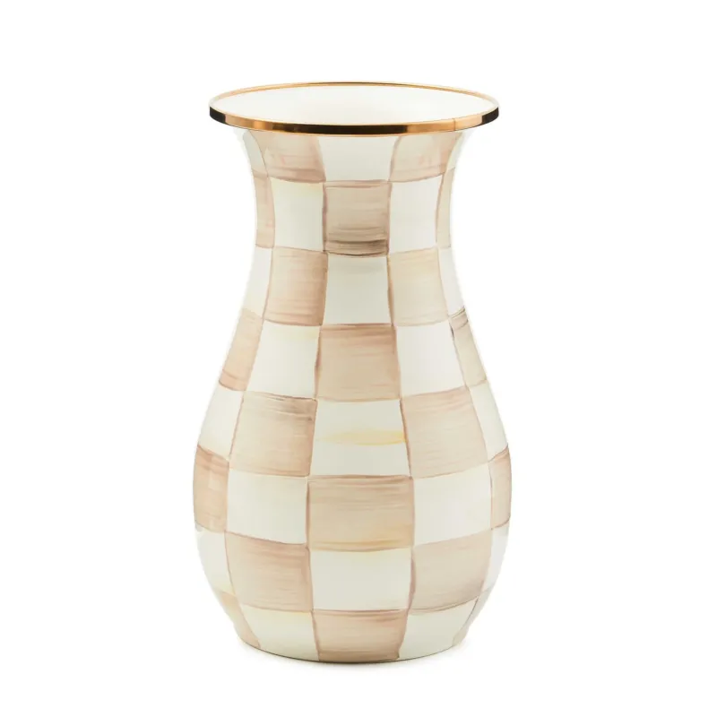 Mocha Check Tall Vase by MacKenzie - Childs - |VESIMI Design| Luxury Bathrooms and Home Decor
