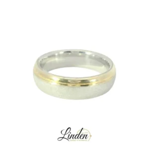 Moderner Bicolor-Trauring Silber Gold Partnerringe - SG 118/6