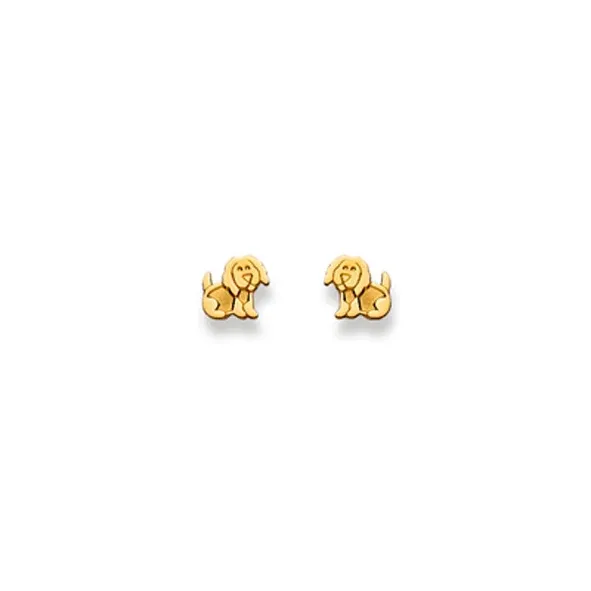 Ohrstecker Einzel Hund – 750 Gelbgold, matt und poliert - 1163.01276/0008