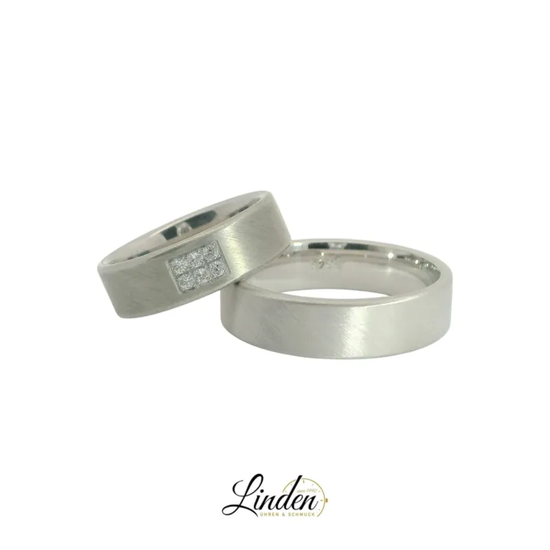 925 Silber rhodinierte Partnerringe – Freundschaftsringe Set für Paare – Damen- & Herrenring | LS-29/6 & LSZ-30/6