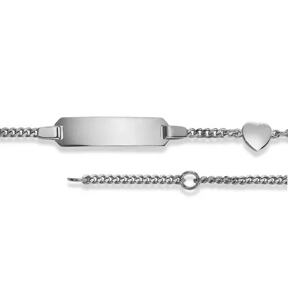 Plaketten-Armband Silber 925 weiss mit Herz - 6277.00065/1400