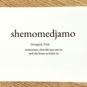 Postkarte shemomedjamo (Wortschatzkarte)