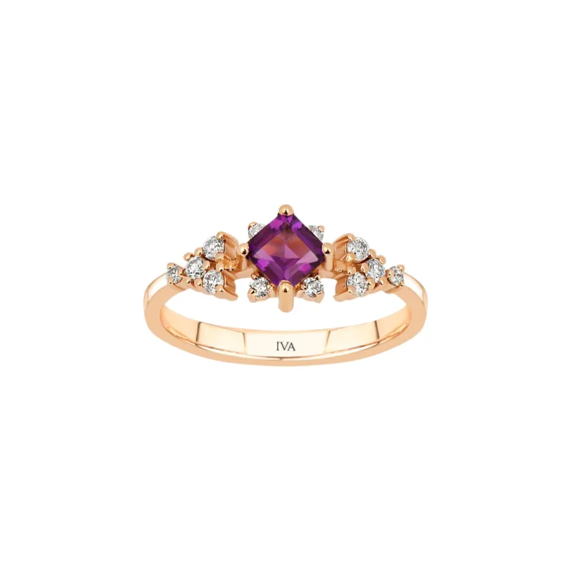 Roségold Diamantring mit Amethyst 0.49 ct in 585 oder 750 Gold