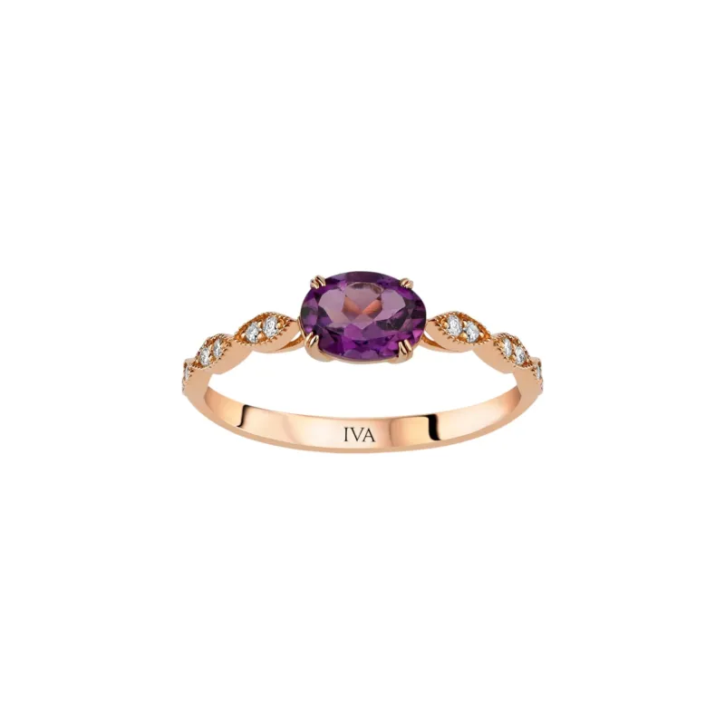 Roségold Diamantring mit Amethyst 0.74 ct in 585 oder 750 Gold