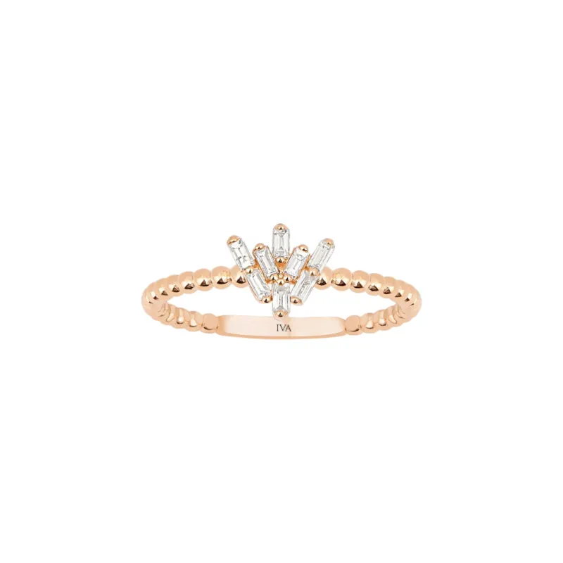 Roségold Diamantring mit Baguette 0.17 ct in 585 oder 750 Gold