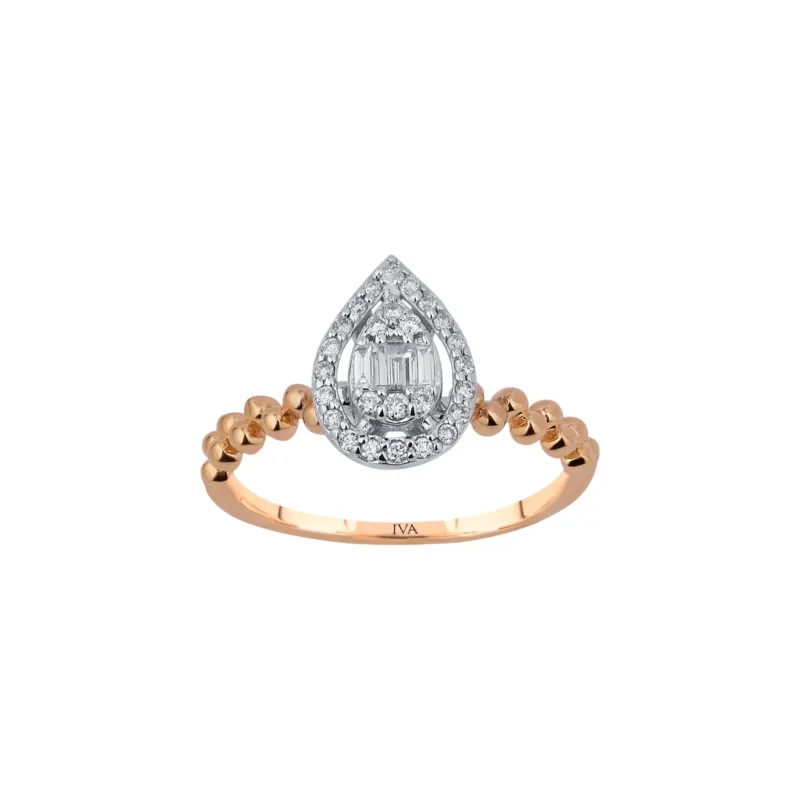 Roségold Diamantring mit Baguette 0.24 ct in 585 oder 750 Gold