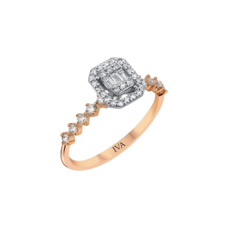 Roségold Diamantring mit Baguette 0.41 ct in 585 oder 750 Gold
