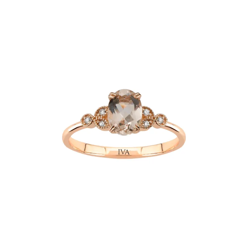 Roségold Diamantring mit Morganit 0.63 ct in 585 oder 750 Gold