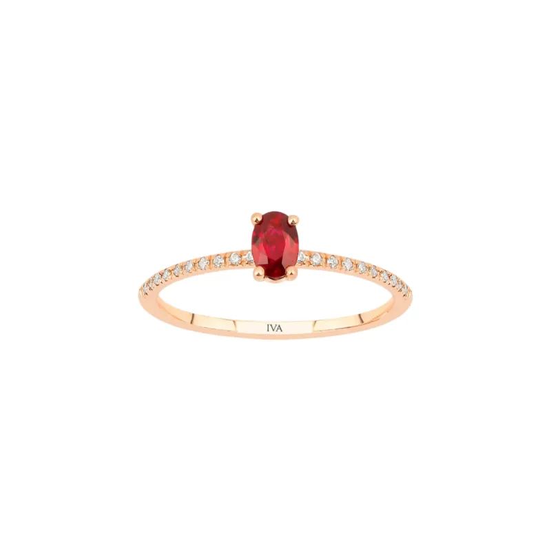 Roségold Diamantring mit Rubin 0.32 ct in 585 oder 750 Gold