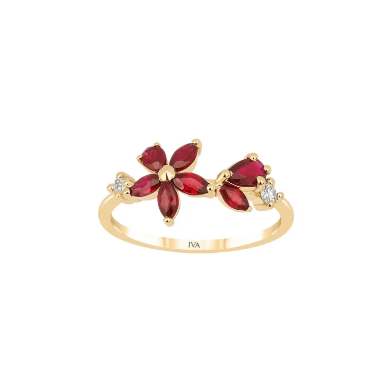 Roségold Diamantring mit Rubin 0.75 ct in 585 oder 750 Gold