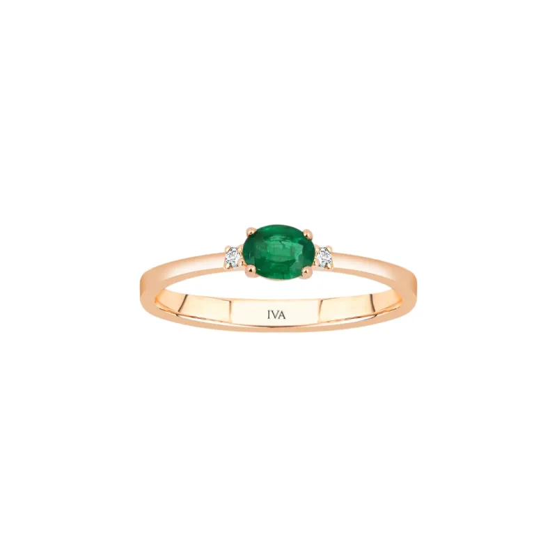 Roségold Diamantring mit Smaragd 0.30 ct in 585 oder 750 Gold