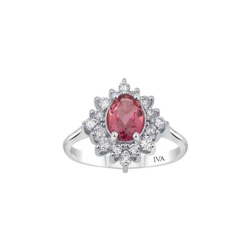 Roségold Diamantring mit Turmalin 0.67 ct in 585 oder 750 Gold