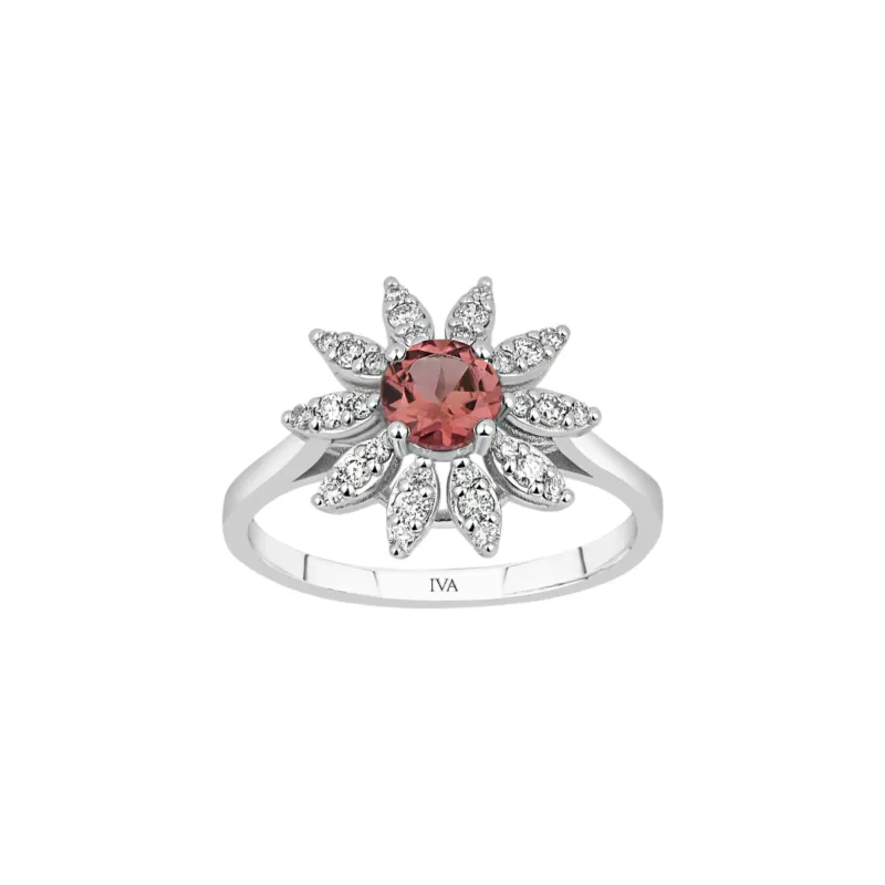 Roségold Diamantring mit Turmalin 0.73 ct in 585 oder 750 Gold