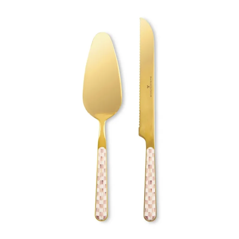 Mocha Check Bistro Cake Serving Set by MacKenzie-Childs