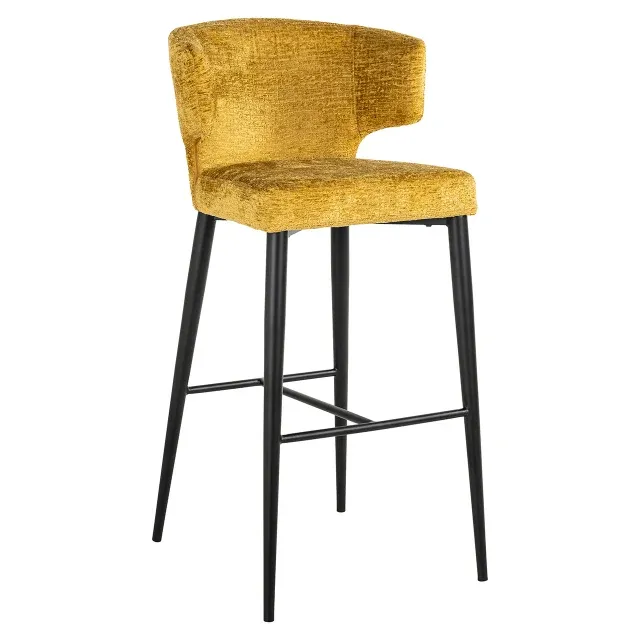 Barstuhl Gelb, Barstuhl schwarze Stuhlbeine, Sitzhöhe 76 cm