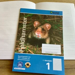 Schulheft fürs erste Schuljahr, Motiv: Feldhamster