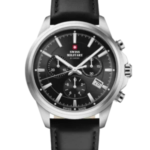 Swiss Military Klassische Chronographenuhr, schwarzes Leder - SM34107.10