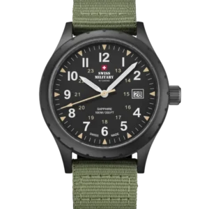 Swiss Military Klassische Uhr im Army-Stil, schwarzes Canvas - SM34108.07