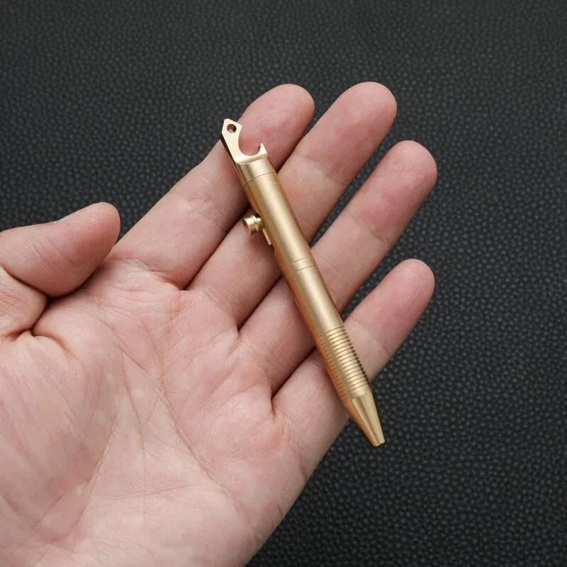 Brass Bolt-Action Tactical Pen with Bottle Opener | EDC Everyday Carry Gold