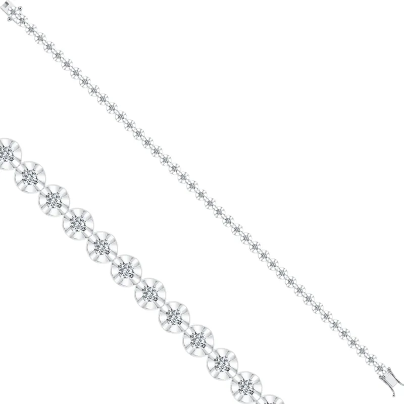 Tennisarmband mit 2.40 ct Diamanten in 585 oder 750 Weissgold