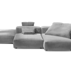 vetsak | Sofa Set 09 - The Island - Cord Velour - Light Grey | Modular Sofa | 7 Seater | Sofa Island