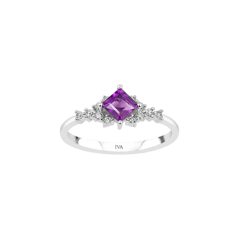 Weissgold Diamantring mit Amethyst 0.45 ct in 585 oder 750 Gold