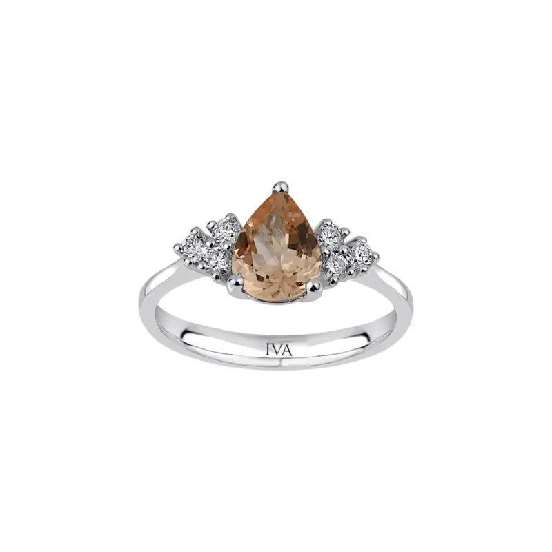 Weissgold Diamantring mit Morganit 1.14 ct in 585 oder 750 Gold