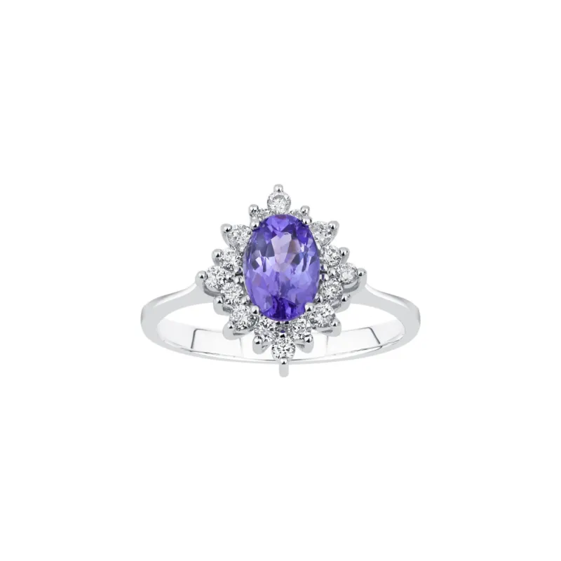 Weissgold Diamantring mit Tansanit 1.26 ct in 585 oder 750 Gold