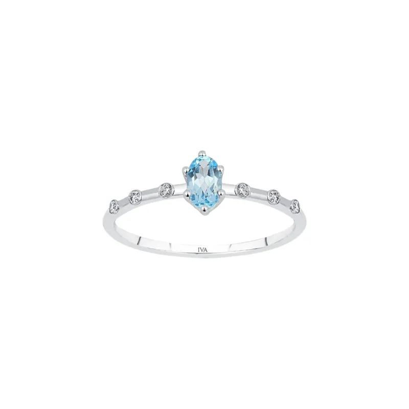 Weissgold Diamantring mit Topas 0.35 ct in 585 oder 750 Gold
