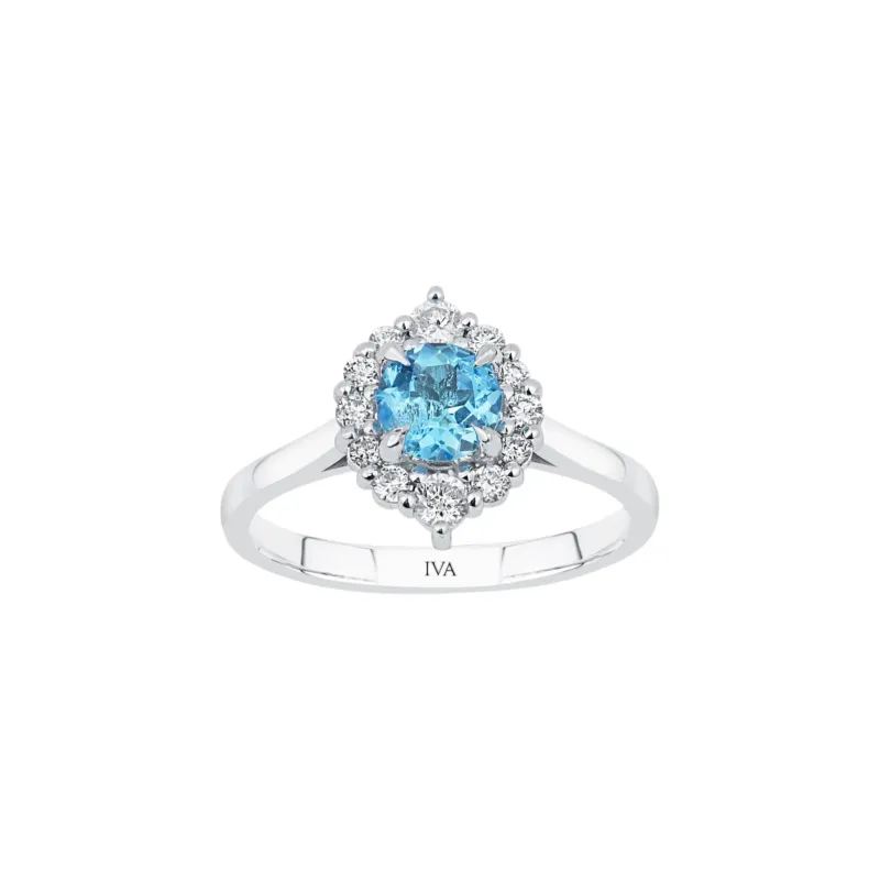 Weissgold Diamantring mit Topas 0.74 ct in 585 oder 750 Gold