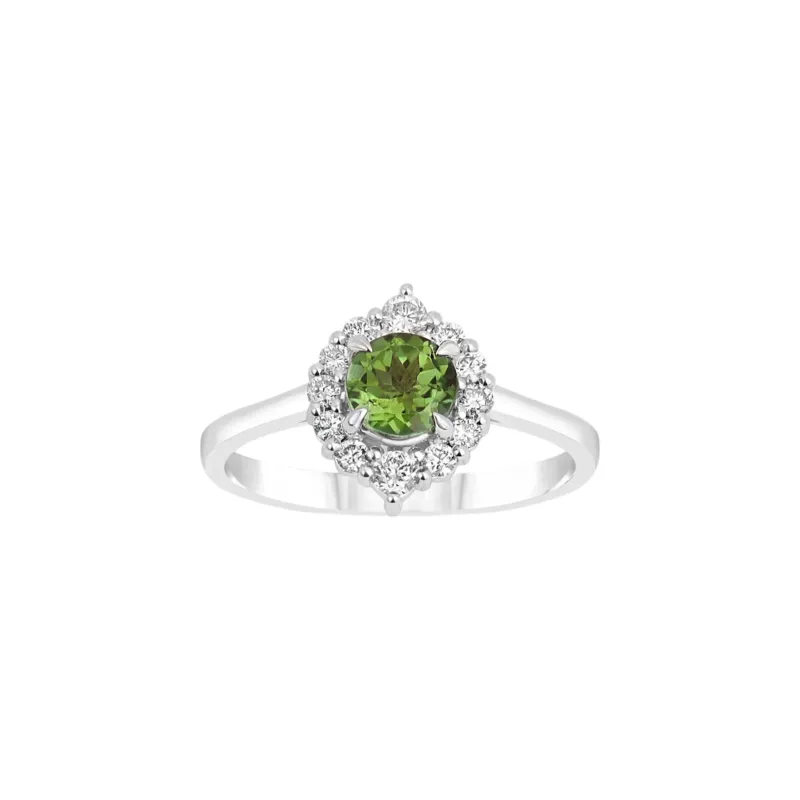 Weissgold Diamantring mit Turmalin 0.79 ct in 585 oder 750 Gold