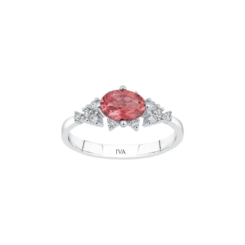 Weissgold Diamantring mit Turmalin 0.86 ct in 585 oder 750 Gold