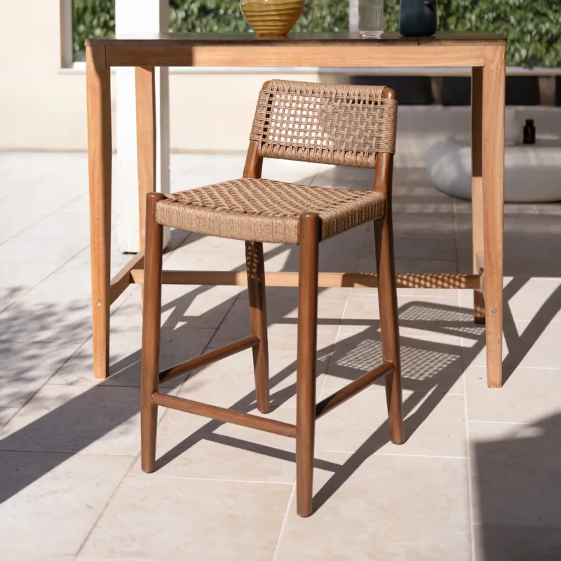 Yaba chaise de bar synthétique et et teck