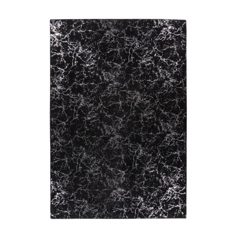Teppich – Schwarz / Silber Farbe, Weicher Flor, Glanz Muster, 290 cm - Bijou 225 | Kayoom